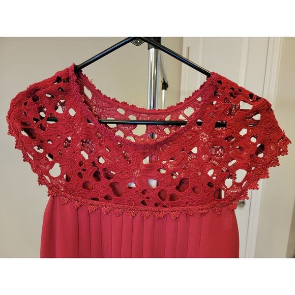 Altard State Dress Womens S Red Crocheted Lace Neck Fit Flare - Picture 2 of 5